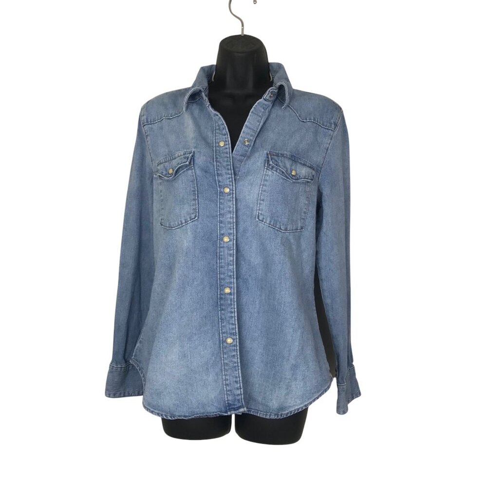 Denim Forum Light Blue Denim Button-Down Shirt